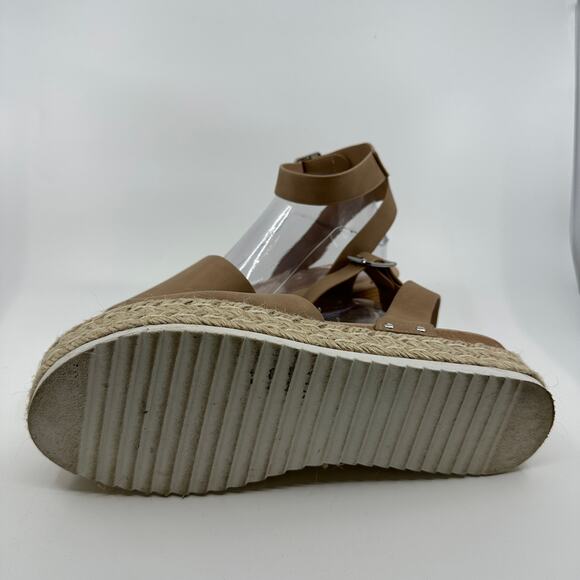 Cushionaire Sandal Wmns 11 Brown Miranda Faux Leather Platform Wedge Espadrilles - Picture 7 of 9